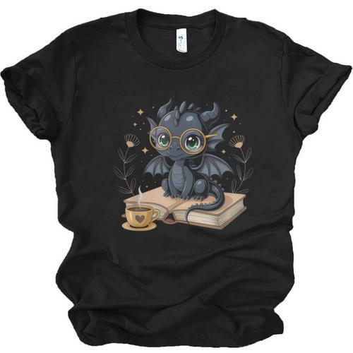 Cute Dragon Books Flower Bookworm Book Lover Unisex Jersey T-Shirt - Bookorys AU