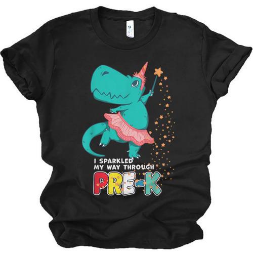 Cute Magical Ballerina Dino Unicorn Pre-K Graduation Unisex Jersey T-Shirt - Best Gift Smart