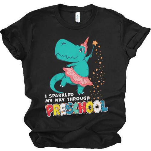 Cute Magical Ballerina Dino Unicorn Preschool Graduation Unisex Jersey T-Shirt - Best Gift Smart