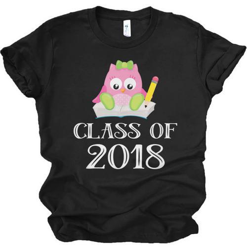 Cute Pink School Owl Class Of 2018 Graduation Unisex Jersey T-Shirt - Best Gift Smart
