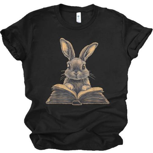 Cute Rabbit Bunny Book Lover Unisex Jersey T-Shirt - Bookorys