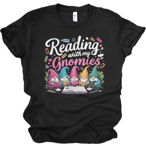 Cute Reading With My Gnomies Gnome Book Bookworm Lover Unisex Jersey T-Shirt - Bookorys CA