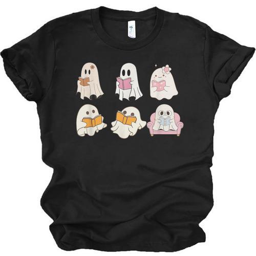 Cute Spooky Reading Book Halloween Fall Ghost Autumn Unisex Jersey T-Shirt - Bookorys
