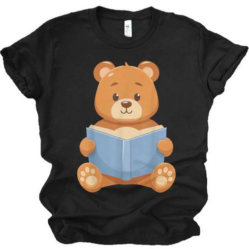 Cute Teddy Bear Reading Book Adorable For Readers Unisex Jersey T-Shirt - Bookorys UK