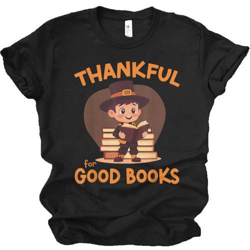 Cute Thanksgiving Teacher Librarian Thankful Reading Books Unisex Jersey T-Shirt - Bookorys