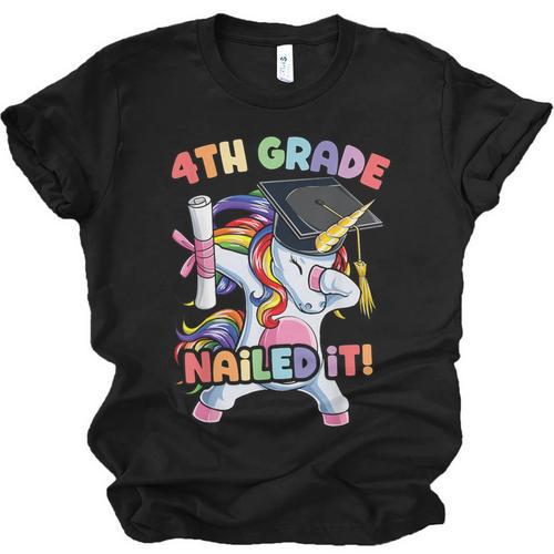Dabbing 4th Grade Unicorn Graduation Class Of 2021 Nailed It Unisex Jersey T-Shirt - Best Gift Smart