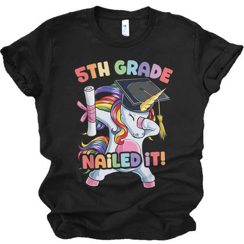 Dabbing 5th Grade Unicorn Graduation Class Of 2020 Nailed It Unisex Jersey T-Shirt - Best Gift Smart