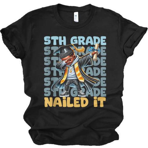 Dabbing Graduation Boy 5th Grade Nailed It Class Of 2025 Unisex Jersey T-Shirt - Best Gift Smart
