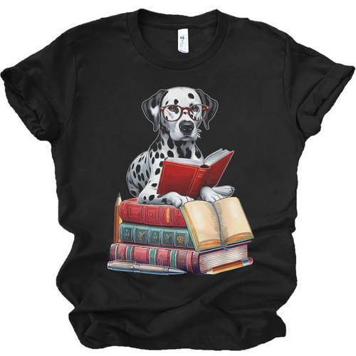 Dalmatian Reading Books Matching Bookworm Readers Librarian Unisex Jersey T-Shirt - Bookorys