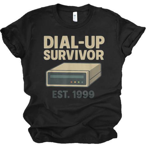 Dial Up Survivor Retro 90s Internet Nostalgia Unisex Jersey T-Shirt - Figerry