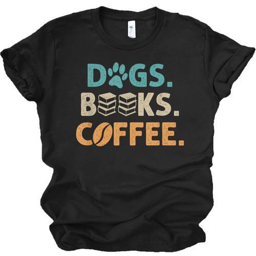 Dogs Books Coffee Reading Book Lover Unisex Jersey T-Shirt - Bookorys AU