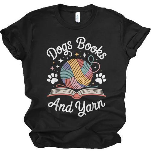 Dogs Books And Yarn Knitter Knitting Unisex Jersey T-Shirt - Bookorys