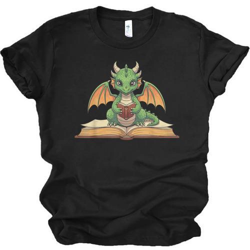 Dragon Reading Book Bookworm Unisex Jersey T-Shirt - Bookorys AU