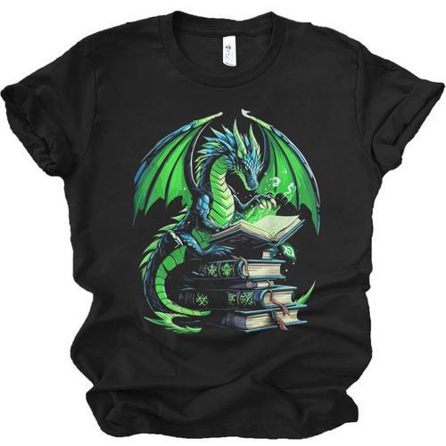 Dragon Reading Books Bookworm Unisex Jersey T-Shirt - Bookorys UK