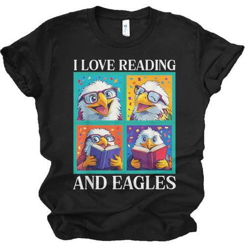 Eagle Love Reading And Eagles Child Book Lover Unisex Jersey T-Shirt - Bookorys DE