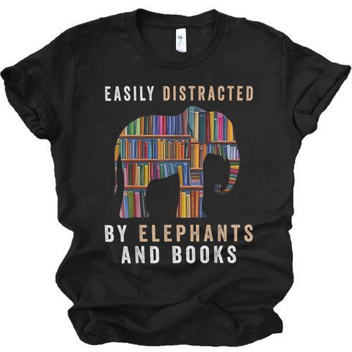 Easily Distracted By Elephants And Books Elephant Unisex Jersey T-Shirt - Bookorys AU