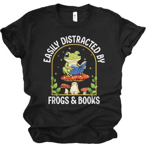 Easily Distracted By Frogs And Books Unisex Jersey T-Shirt - Bookorys CA