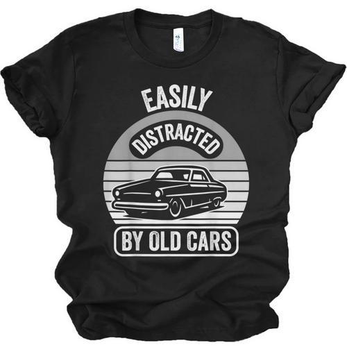 Easily Distracted By Old Cars Graphic Nostalgia Unisex Jersey T-Shirt - Figerry