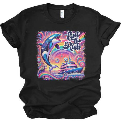 EAT THE RICH 90S NOSTALGIA WHALE ORCA YAHCT RETRO Unisex Jersey T-Shirt - Figerry
