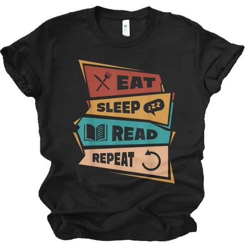 Eat Sleep Read Repeat Reading Books Reader Bookworm Unisex Jersey T-Shirt - Bookorys UK