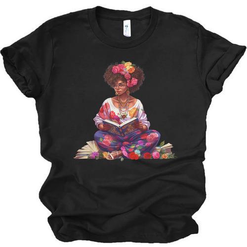 Educated Melanin Queen Afro Women Reading Book History Unisex Jersey T-Shirt - Bookorys CA
