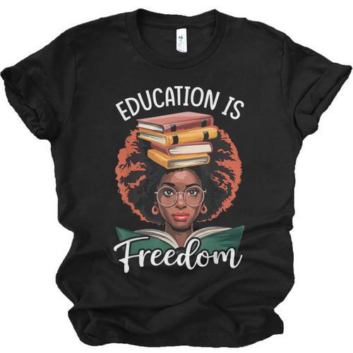Education Is Freedom African Teacher Books Lovers Unisex Jersey T-Shirt - Bookorys CA
