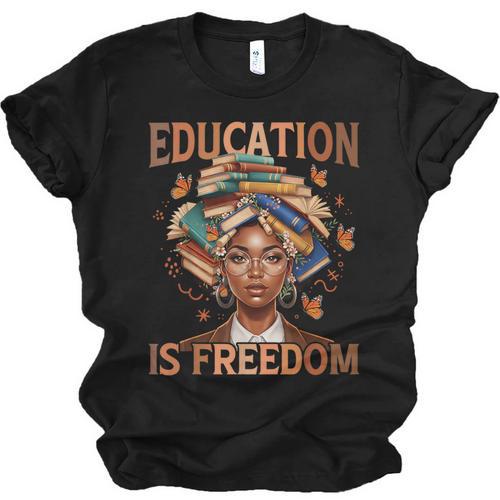 Education Is Freedom Teacher Books Black History Month Unisex Jersey T-Shirt - Bookorys CA