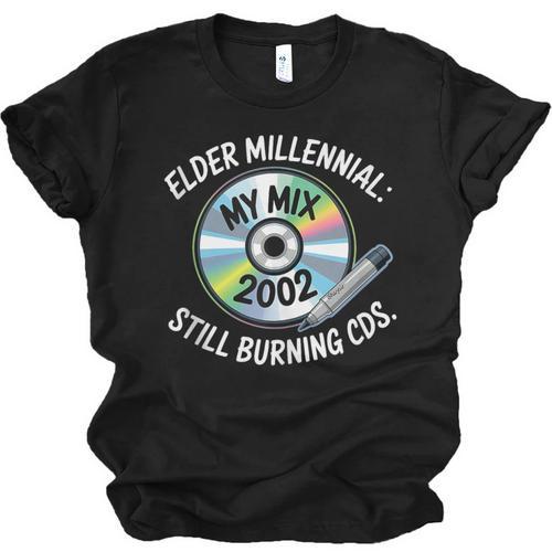 Elder Millennials Embracing 90s CDs Nostalgia Vibes Unisex Jersey T-Shirt - Figerry