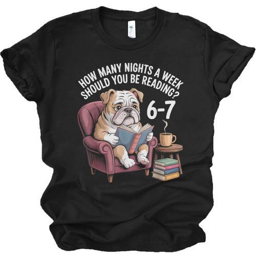 English Bulldog Dog Reading Book 67 Six Seven Meme Unisex Jersey T-Shirt - Bookorys