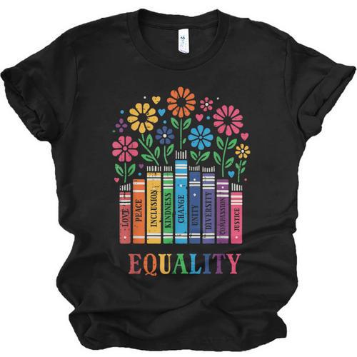 Equality Love Peace Compassion Books Protest Women Girls Kid Unisex Jersey T-Shirt - Bookorys CA