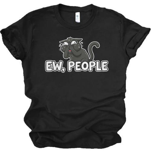 Ew People Cat Anti Social Introvert Unisex Jersey T-Shirt - Raresse