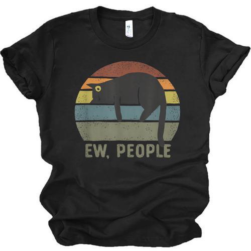 Ew People Cat Lazy Introvert Anti Social Unisex Jersey T-Shirt - Raresse
