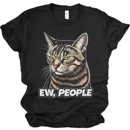 Ew People Cat Tabby Cat Antisocial Grumpy Introvert Unisex Jersey T-Shirt - Raresse