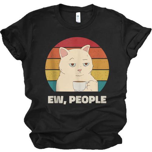 Ew People Introvert Cat Lover Crazy Colorful Cat Lady Unisex Jersey T-Shirt - Raresse