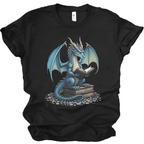 Fantasy Dragon Reading Magical Book Lover Halloween Vibes Unisex Jersey T-Shirt - Bookorys AU