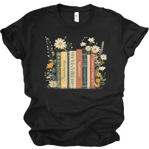 Fantasy Drama Tragedy Book Floral Subtle Unisex Jersey T-Shirt - Bookorys