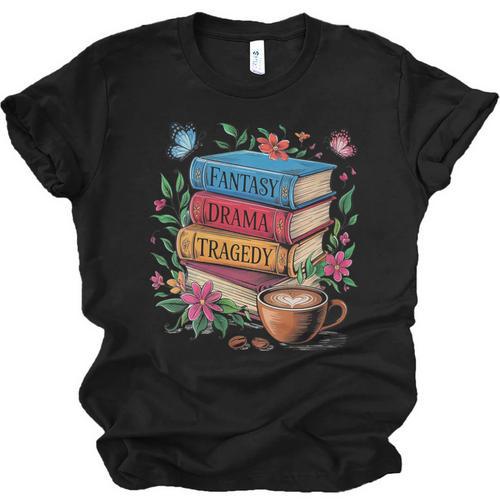 Fantasy Drama Tragedy Books Subtle Reader Librarian Flower Unisex Jersey T-Shirt - Bookorys