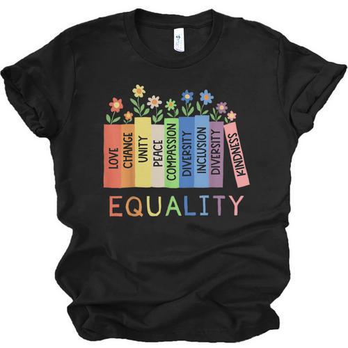 Floral Book Equality Human Rights Social Justice Peace Love Unisex Jersey T-Shirt - Bookorys
