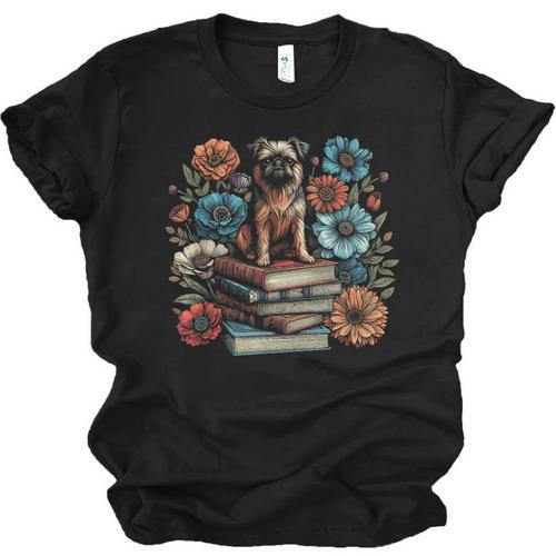 Flower Book Reader Brussels Griffon Floral Cottagecore Unisex Jersey T-Shirt - Bookorys CA