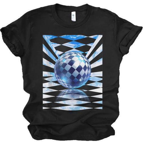 Frutiger Aero Aesthetic Tech Checkered Room Orb Sky Unisex Jersey T-Shirt - Figerry
