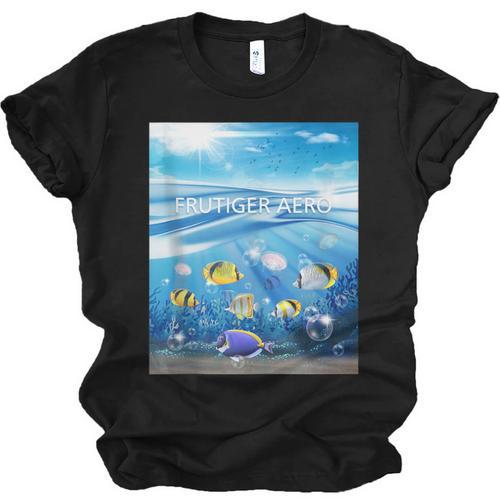 Frutiger Aero Aesthetic Tech Ocean Underwater Fishes Unisex Jersey T-Shirt - Figerry