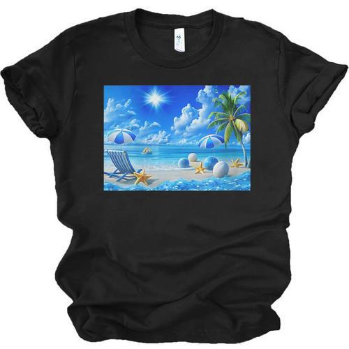 Frutiger Aero Beach Y2k Aesthetic Palm Tree Sand Ocean Unisex Jersey T-Shirt - Figerry