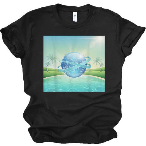 Frutiger Aero Y2k Aesthetic Palm Trees Cyber Beach World Unisex Jersey T-Shirt - Figerry