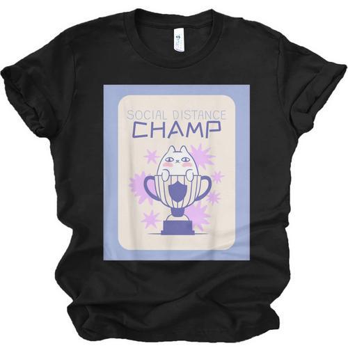Fun Cute Introvert Cat Character Trophy For Men Women Unisex Jersey T-Shirt - Raresse