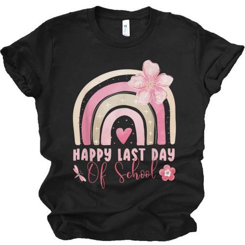 Fun Happy Last Day Of School Girl Student Graduation Rainbow Unisex Jersey T-Shirt - Best Gift Smart