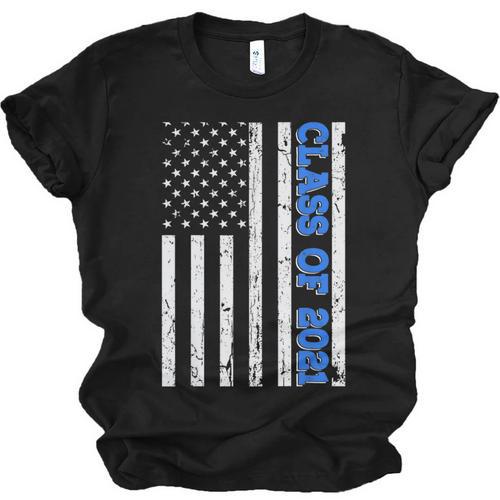 Funny Class Of 2021 American Flag Senior Graduation Unisex Jersey T-Shirt - Best Gift Smart