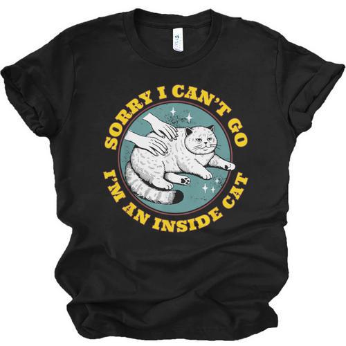 Funny Introvert Cat I Can't Go I'm An Inside Cat Homebody Unisex Jersey T-Shirt - Raresse