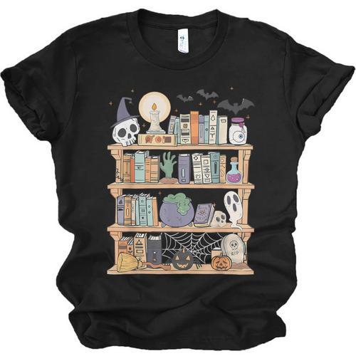 Ghost Book Reading Books Lover Teacher Happy Halloween Unisex Jersey T-Shirt - Bookorys UK