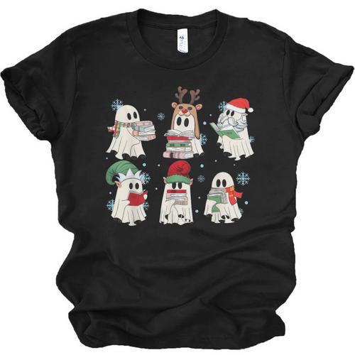 Ghost Santa Elf Squad Read Books Bookish Librarian Christmas Unisex Jersey T-Shirt - Bookorys