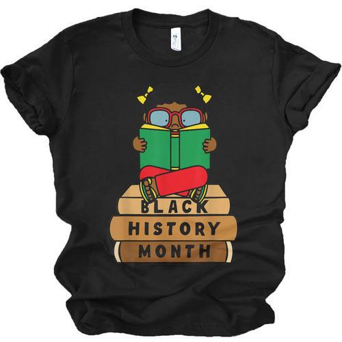 Girl Kid Reading Book Black History Month Bookworm Unisex Jersey T-Shirt - Bookorys
